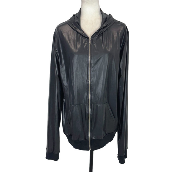 American Apparel Tops - American Apparel faux-leather hoodie
